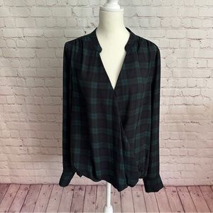 The Limited Plaid Cross Front Blouse Size L